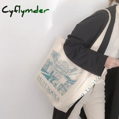 Cyflymder Women Canvas Shoulder Bag London Daunt Books Daily Shopping Bags Students Book Cotton