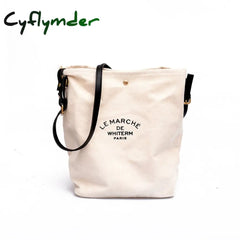 Cyflymder Women Casual Canvas Shoulder Bags Pu Leather Strap Female Cloth Crossbody Bag Lady