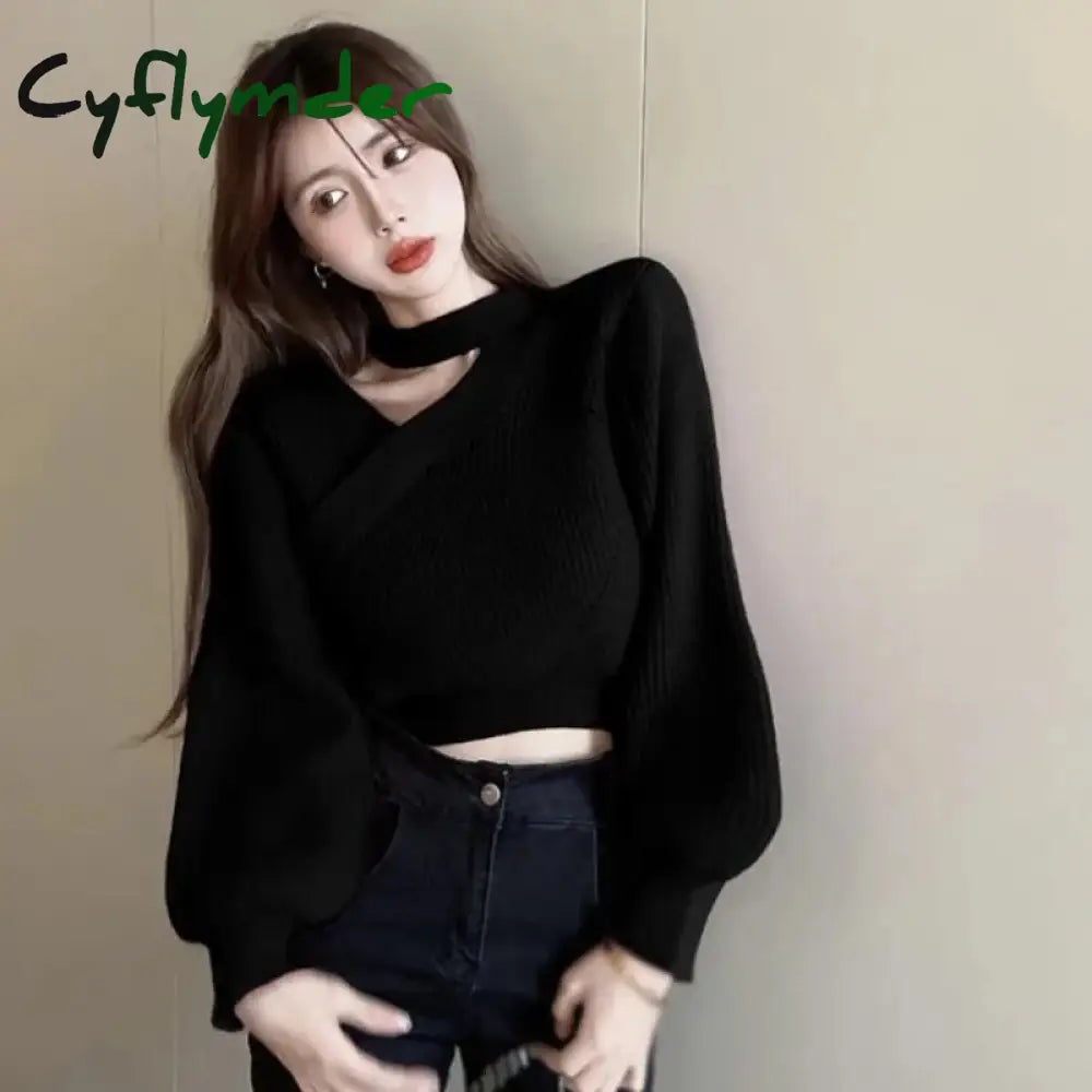 Cyflymder Women Christmas Sweater Autumn Winter Long Sleeved Warm V-Neck Off Shoulder