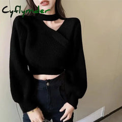 Cyflymder Women Christmas Sweater Autumn Winter Long Sleeved Warm V-Neck Off Shoulder