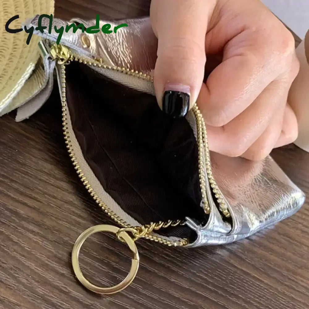 Cyflymder Women Clutch Mini Coin Purse Genuine Leather Wallet Credit Card Cash Holder Small Money