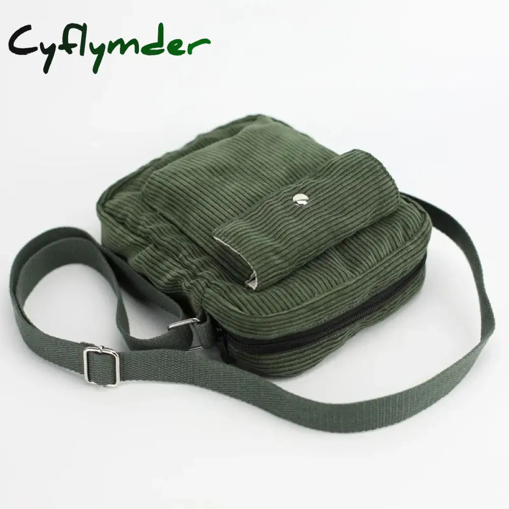 Cyflymder Women Corduroy Flap Shoulder Bag Canvas Lining Cute Small Crossbody Messenger Bags