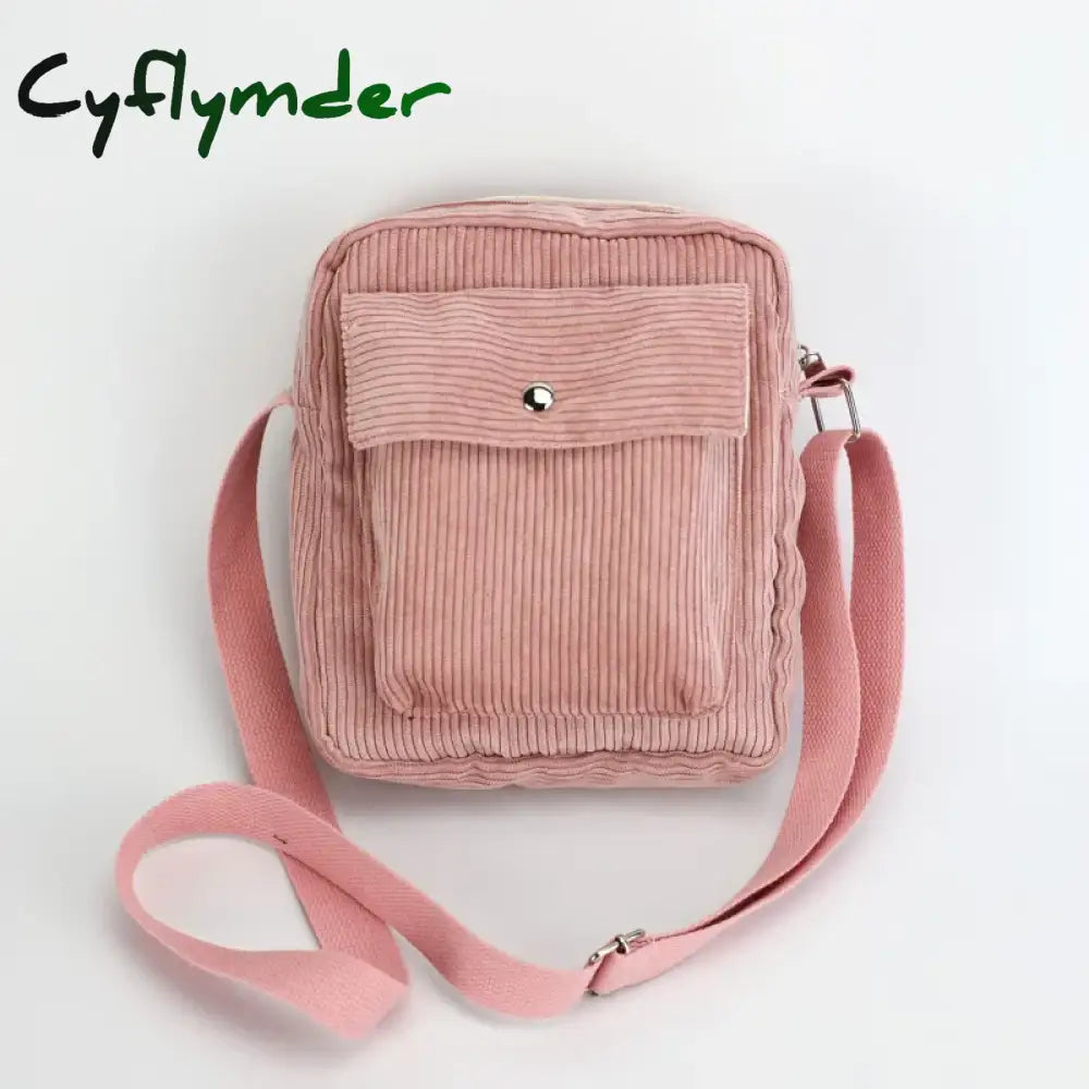 Cyflymder Women Corduroy Flap Shoulder Bag Canvas Lining Cute Small Crossbody Messenger Bags