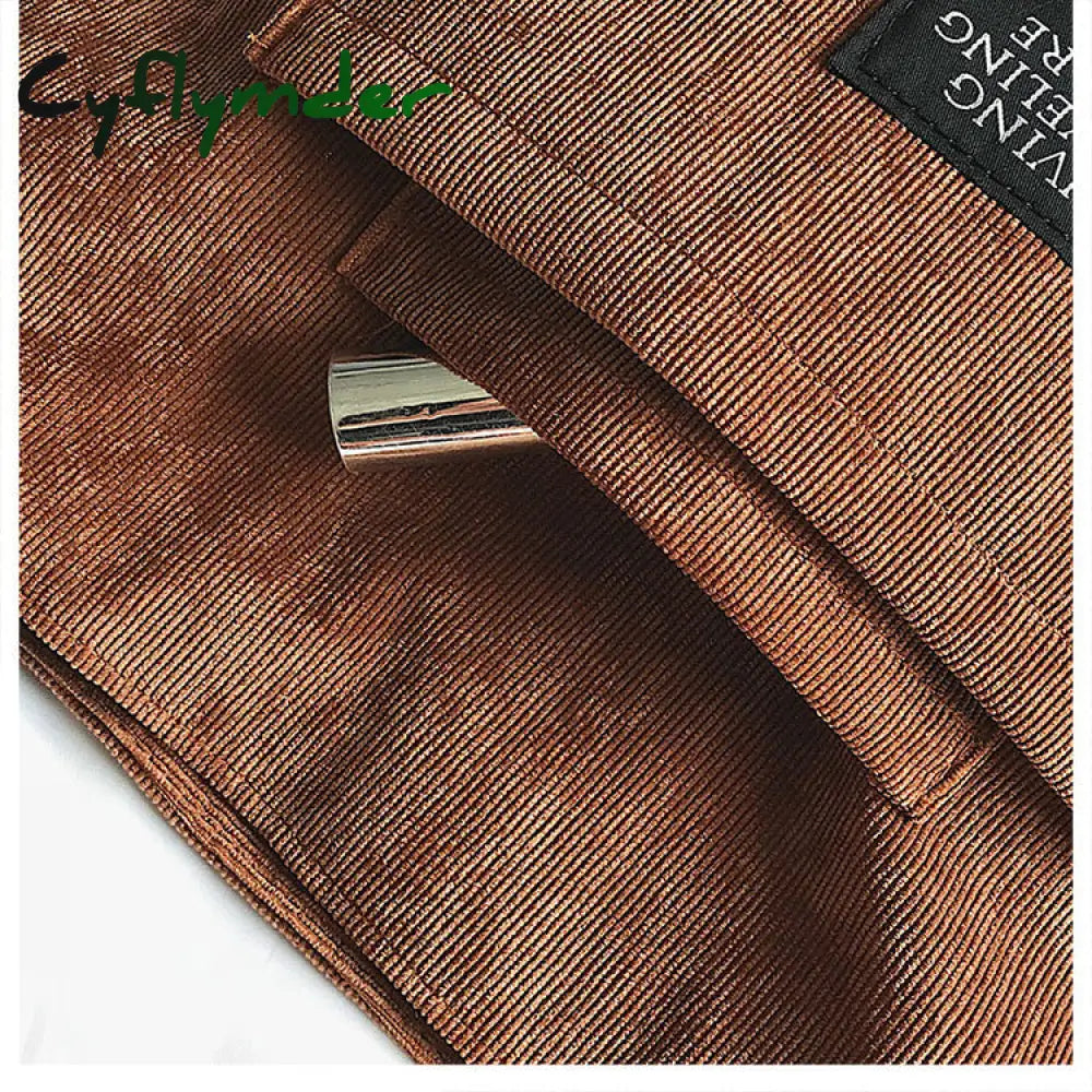 Cyflymder Women Corduroy Shopping Bags Reusable Tote Ladies Casual Shoulder Bag Foldable Beach