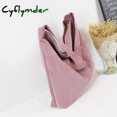 Cyflymder Women Corduroy Shoulder Bag Canvas Cloth Fabric Handbag Solid Casual Tote Ladies Eco