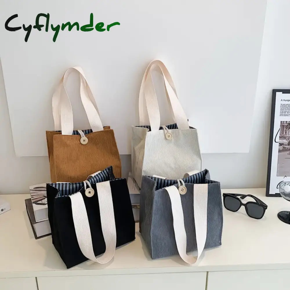 Cyflymder Women Corduroy Small Tote Female Casual Shoulder Bag Lady Daily Handbag Shopping Purse