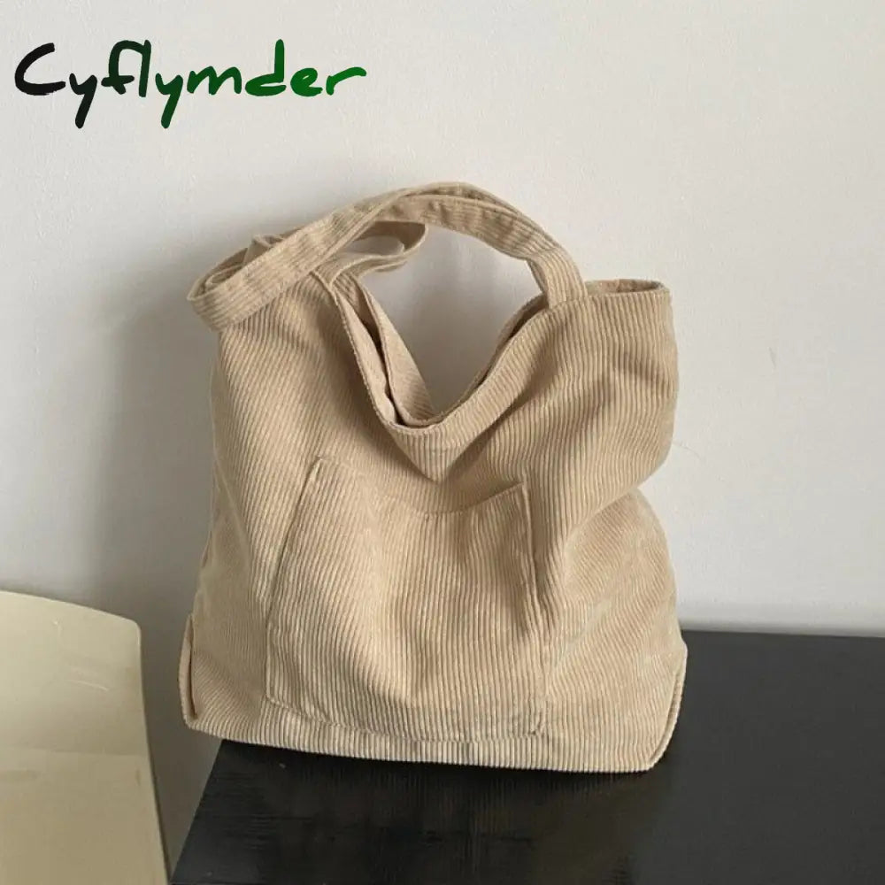 Cyflymder Women Corduroy Tote Bag Large Shoulder Hobo Bags Casual Handbags Big Capacity Shopping