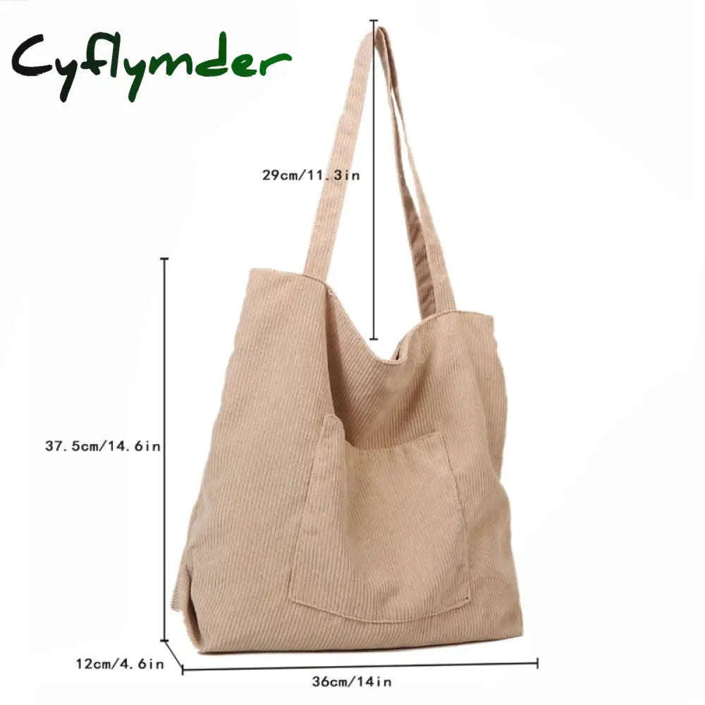 Cyflymder Women Corduroy Tote Bag Large Shoulder Hobo Bags Casual Handbags Big Capacity Shopping