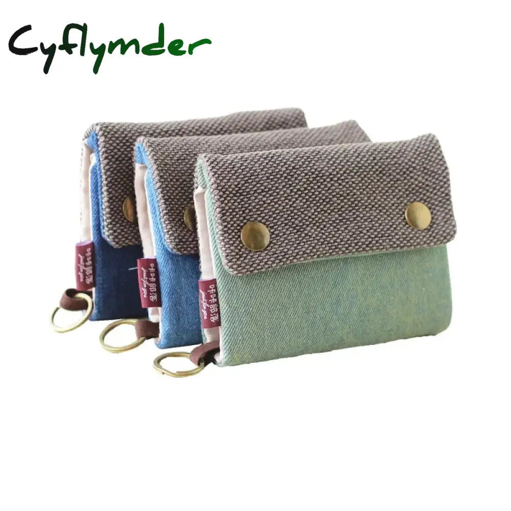 Cyflymder Women Cotton Fabric Short Wallet For Female Large Capacity Coin Purse Card Holder Ladies