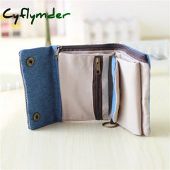 Cyflymder Women Cotton Fabric Short Wallet For Female Large Capacity Coin Purse Card Holder Ladies