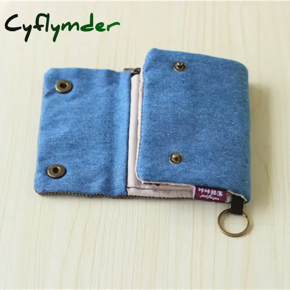 Cyflymder Women Cotton Fabric Short Wallet For Female Large Capacity Coin Purse Card Holder Ladies