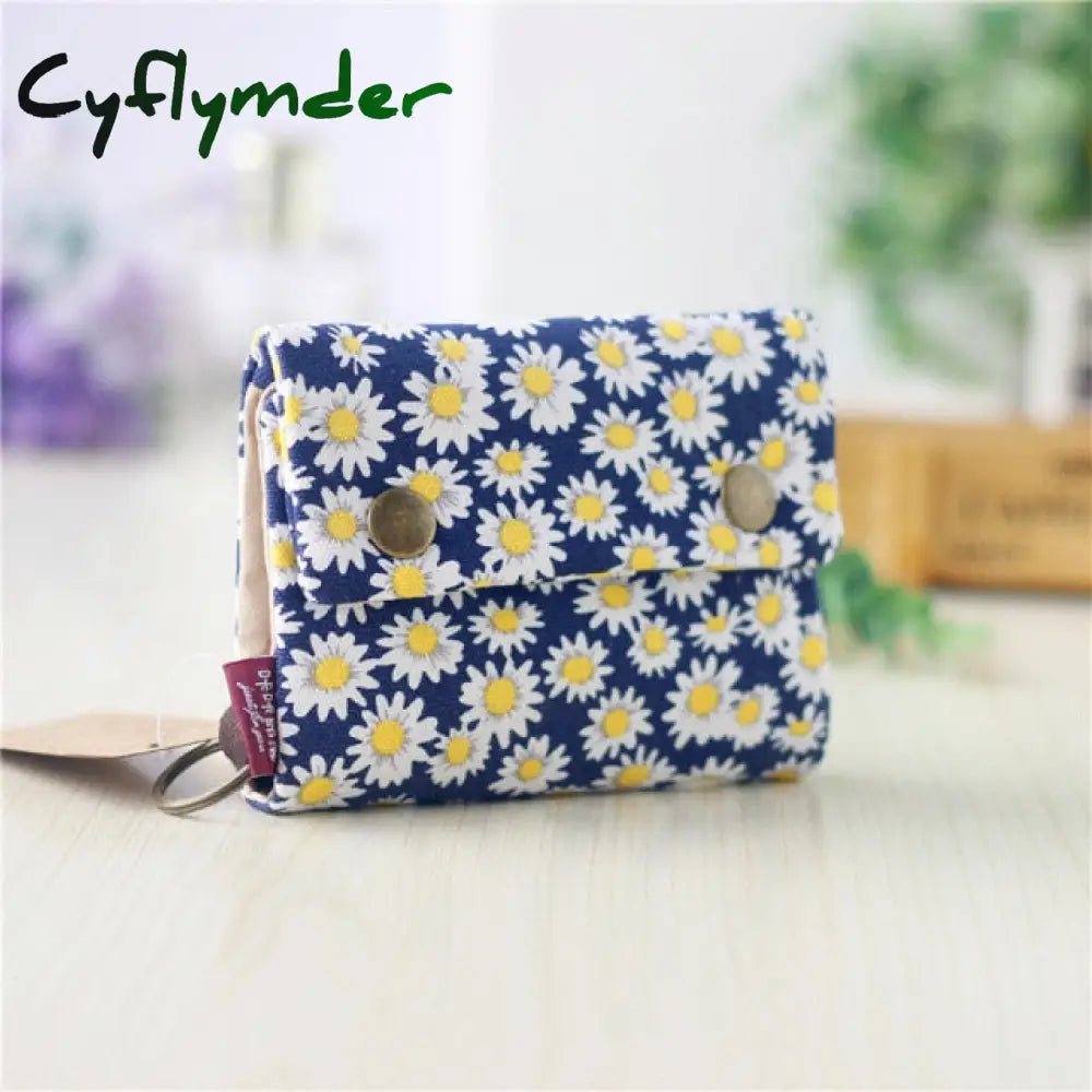 Cyflymder Women Cotton Fabric Short Wallet For Female Large Capacity Coin Purse Card Holder Ladies