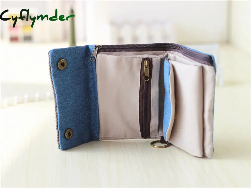 Cyflymder Women Cotton Fabric Short Wallet For Female Large Capacity Coin Purse Card Holder Ladies