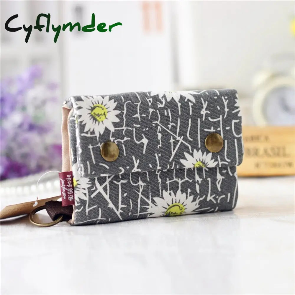 Cyflymder Women Cotton Fabric Short Wallet For Female Large Capacity Coin Purse Card Holder Ladies