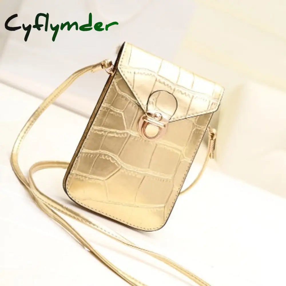 Cyflymder Women Crocodile Leather Messenger Bag Mini Cell Cellphone Pouch Crossbody Case Clutch