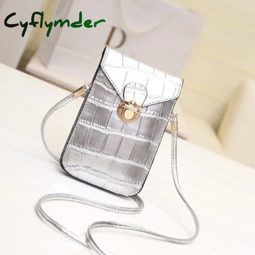 Cyflymder Women Crocodile Leather Messenger Bag Mini Cell Cellphone Pouch Crossbody Case Clutch