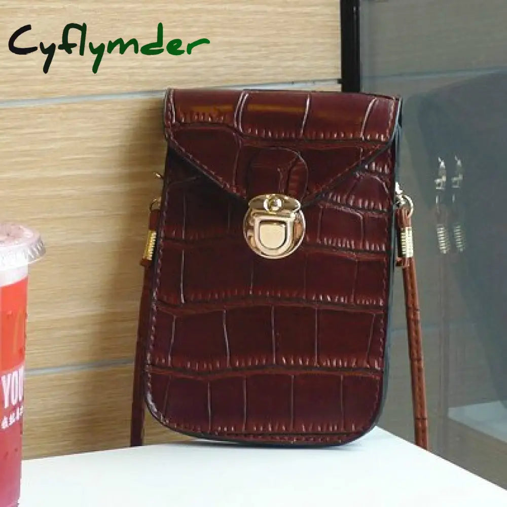 Cyflymder Women Crocodile Leather Messenger Bag Mini Cell Cellphone Pouch Crossbody Case Clutch