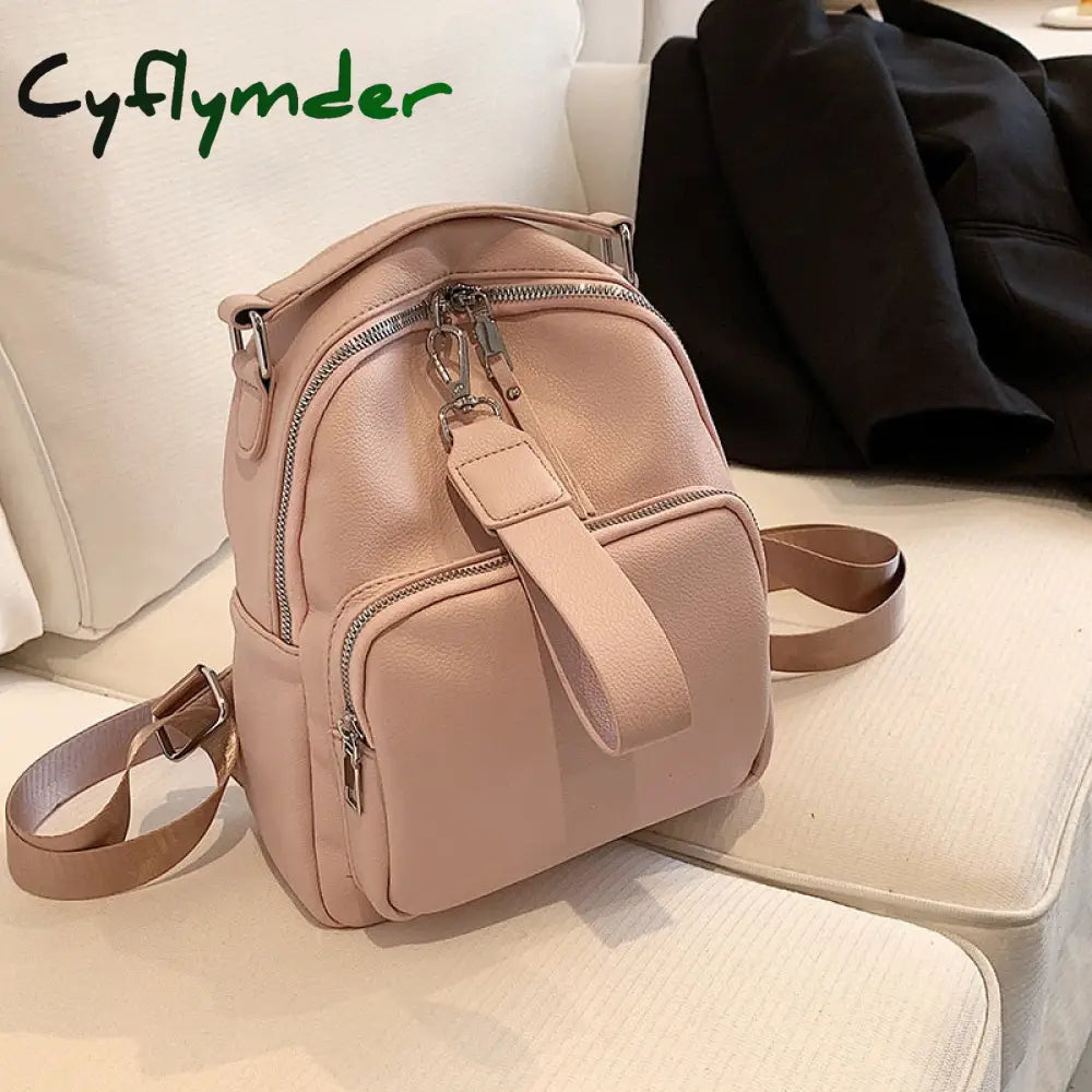 Cyflymder Women Designer Soft Leather Backpacks Sac A Dos Casual Luxury Fashion High Quality