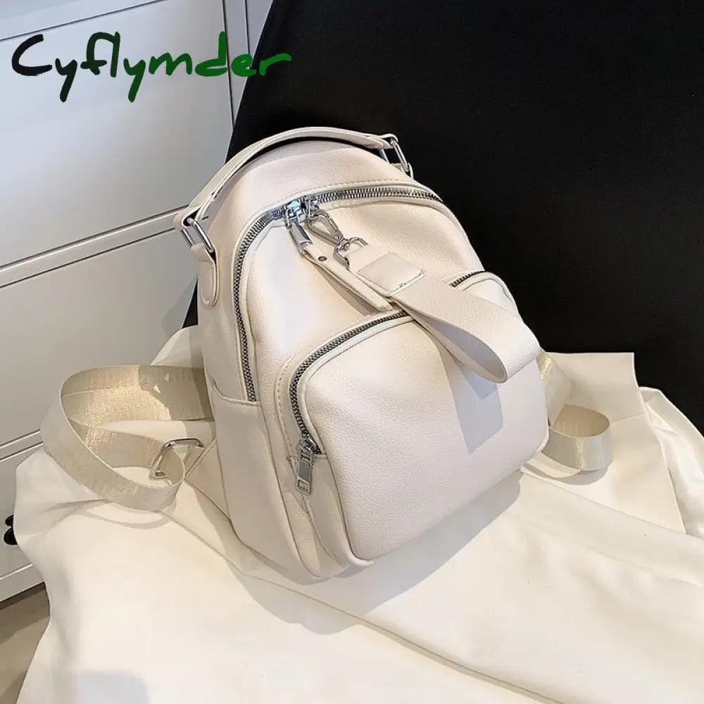 Cyflymder Women Designer Soft Leather Backpacks Sac A Dos Casual Luxury Fashion High Quality