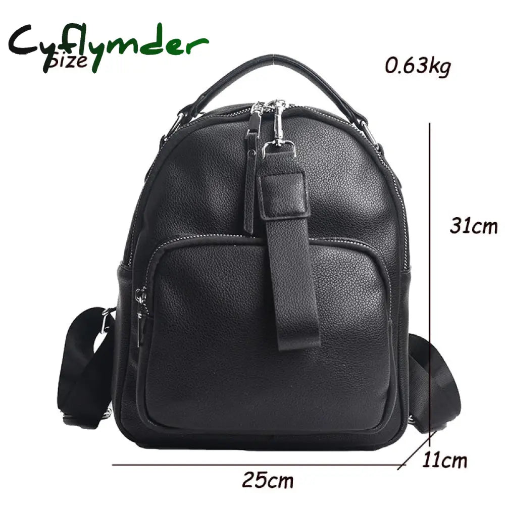 Cyflymder Women Designer Soft Leather Backpacks Sac A Dos Casual Luxury Fashion High Quality