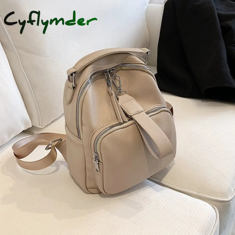 Cyflymder Women Designer Soft Leather Backpacks Sac A Dos Casual Luxury Fashion High Quality