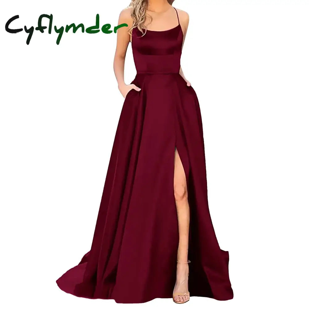 Cyflymder Women Dress Elegant Vintage Ladies Backless Long Dresses Wine Party Prom Wedding Floor