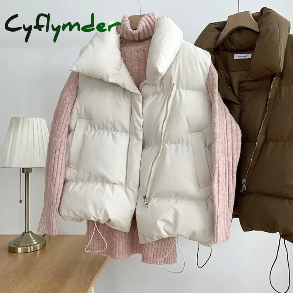 Cyflymder Women Fashion Autumn New Stand Collar Elegant Down Coats Warm Outerwear Casual Belt