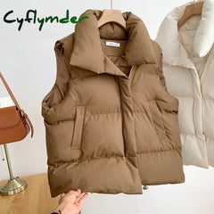 Cyflymder Women Fashion Autumn New Stand Collar Elegant Down Coats Warm Outerwear Casual Belt