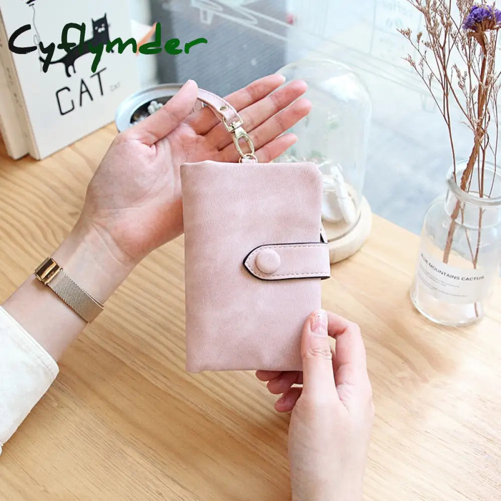 Cyflymder Women Fashion Matte Short Wallet Pu Leather Zipper Hasp Frosted Ladies Purses Money Coin