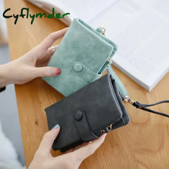 Cyflymder Women Fashion Matte Short Wallet Pu Leather Zipper Hasp Frosted Ladies Purses Money Coin