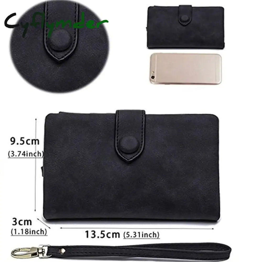 Cyflymder Women Fashion Matte Short Wallet Pu Leather Zipper Hasp Frosted Ladies Purses Money Coin