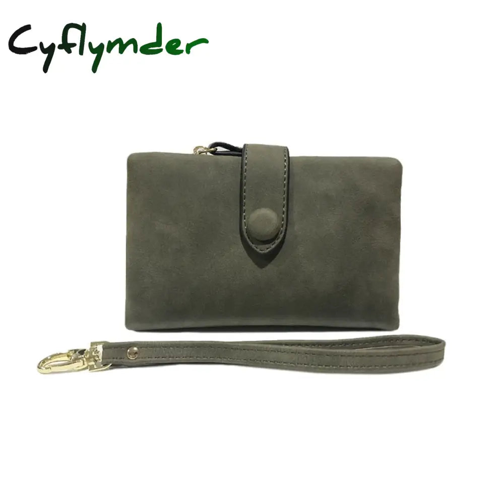 Cyflymder Women Fashion Matte Short Wallet Pu Leather Zipper Hasp Frosted Ladies Purses Money Coin