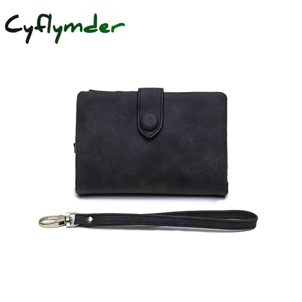 Cyflymder Women Fashion Matte Short Wallet Pu Leather Zipper Hasp Frosted Ladies Purses Money Coin