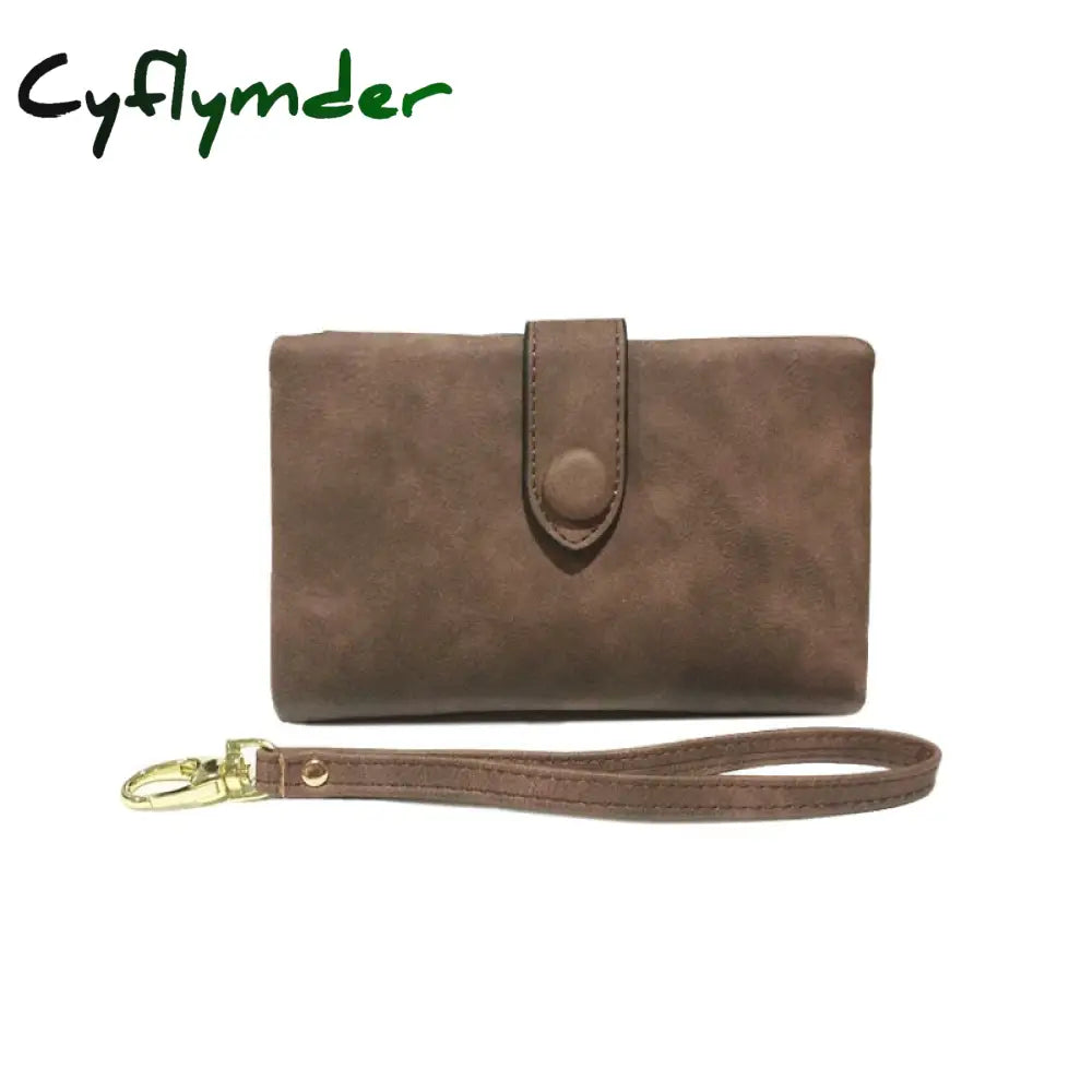 Cyflymder Women Fashion Matte Short Wallet Pu Leather Zipper Hasp Frosted Ladies Purses Money Coin