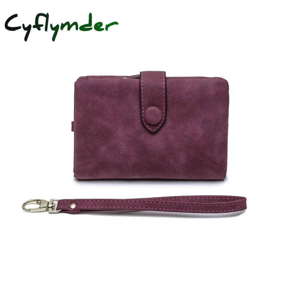 Cyflymder Women Fashion Matte Short Wallet Pu Leather Zipper Hasp Frosted Ladies Purses Money Coin