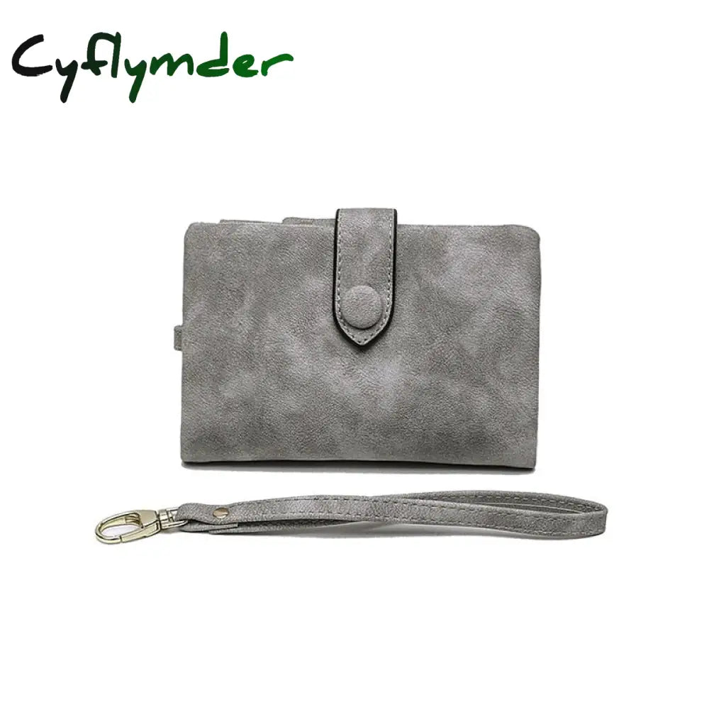 Cyflymder Women Fashion Matte Short Wallet Pu Leather Zipper Hasp Frosted Ladies Purses Money Coin