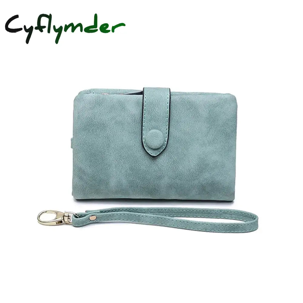 Cyflymder Women Fashion Matte Short Wallet Pu Leather Zipper Hasp Frosted Ladies Purses Money Coin