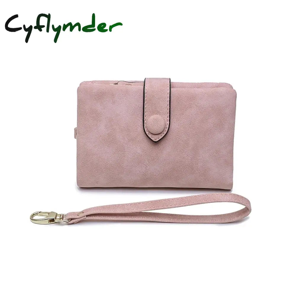 Cyflymder Women Fashion Matte Short Wallet Pu Leather Zipper Hasp Frosted Ladies Purses Money Coin