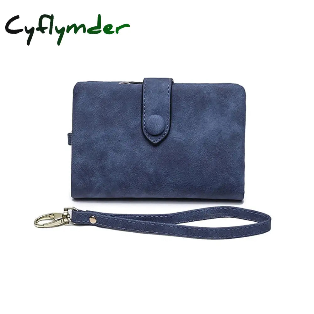 Cyflymder Women Fashion Matte Short Wallet Pu Leather Zipper Hasp Frosted Ladies Purses Money Coin