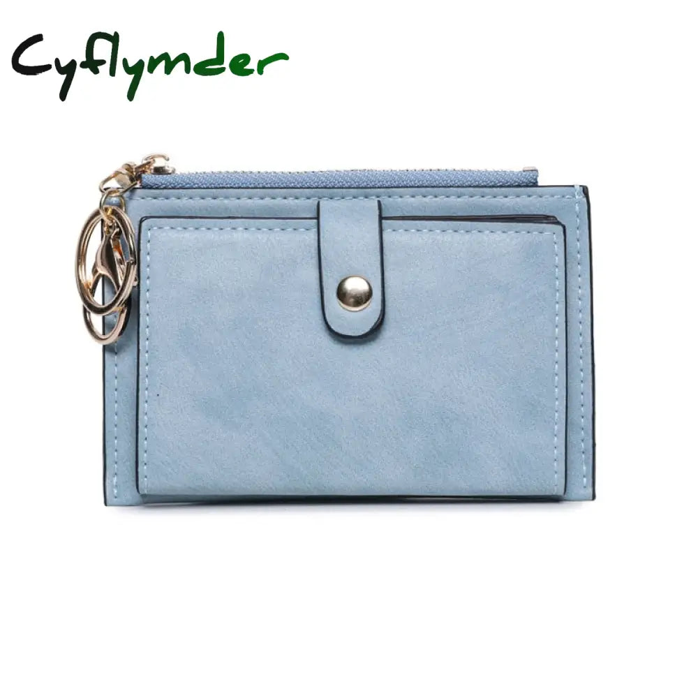 Cyflymder Women Fashion Matte Short Wallet Pu Leather Zipper Hasp Frosted Ladies Purses Money Coin