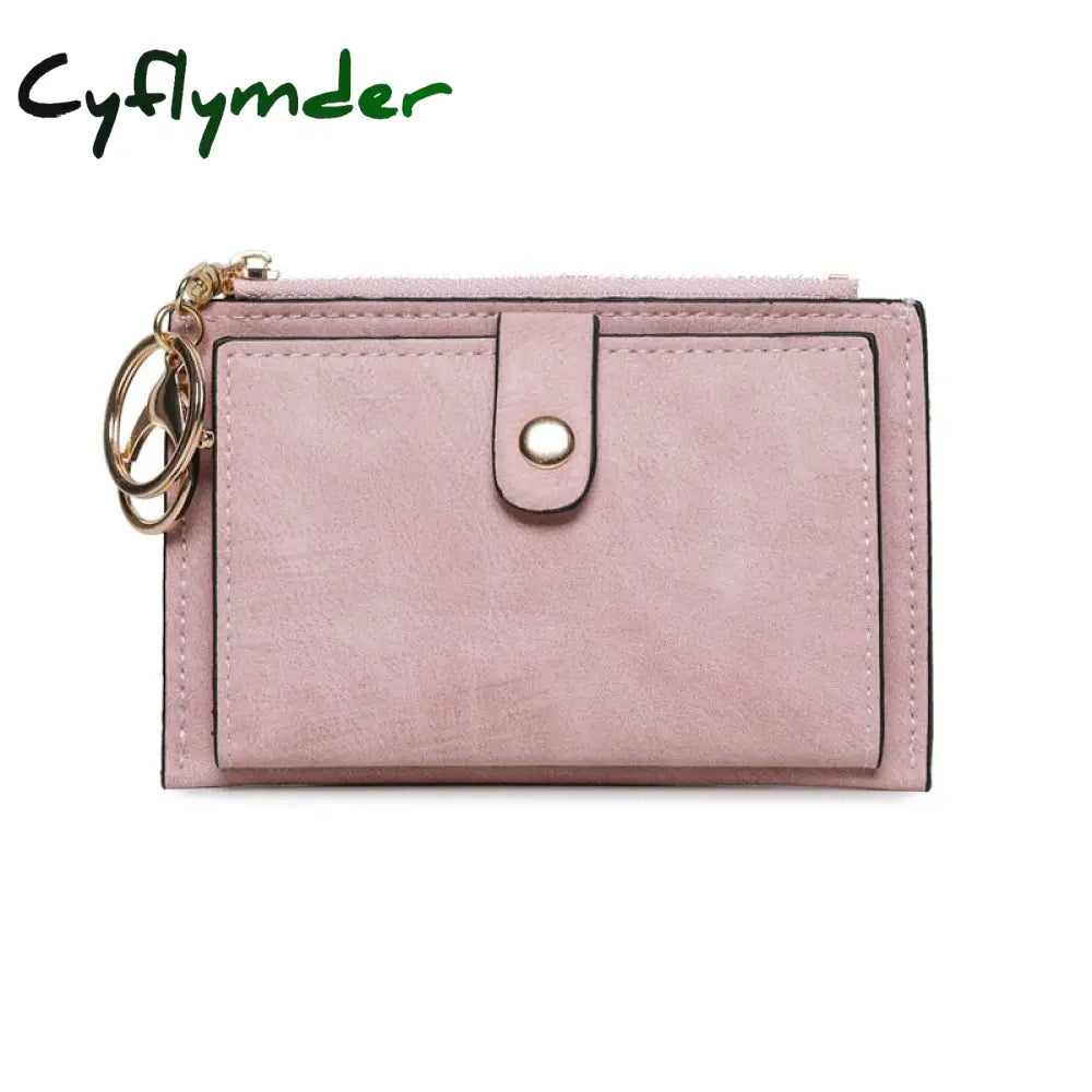 Cyflymder Women Fashion Matte Short Wallet Pu Leather Zipper Hasp Frosted Ladies Purses Money Coin