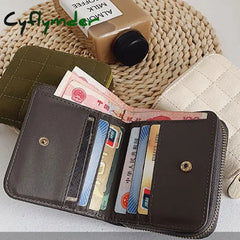 Cyflymder Women Fashion Small Zipper Wallet With Coin Purse Pu Leather Plaid Purses Ladies Cute