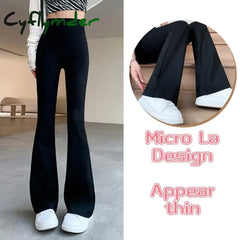 Cyflymder Women Flare Pants Slim High Waist Solid Sexy Shark Fashion Casual Streetwear Elastic Butt