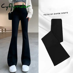 Cyflymder Women Flare Pants Slim High Waist Solid Sexy Shark Fashion Casual Streetwear Elastic Butt