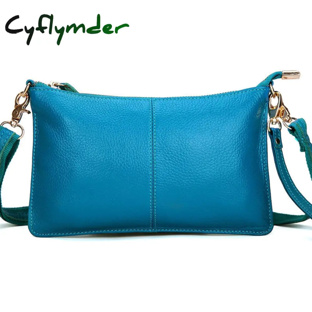 Cyflymder Women Genuine Leather Day Clutches Candy Color Shoulder Bags Women’s Fashion Crossbody