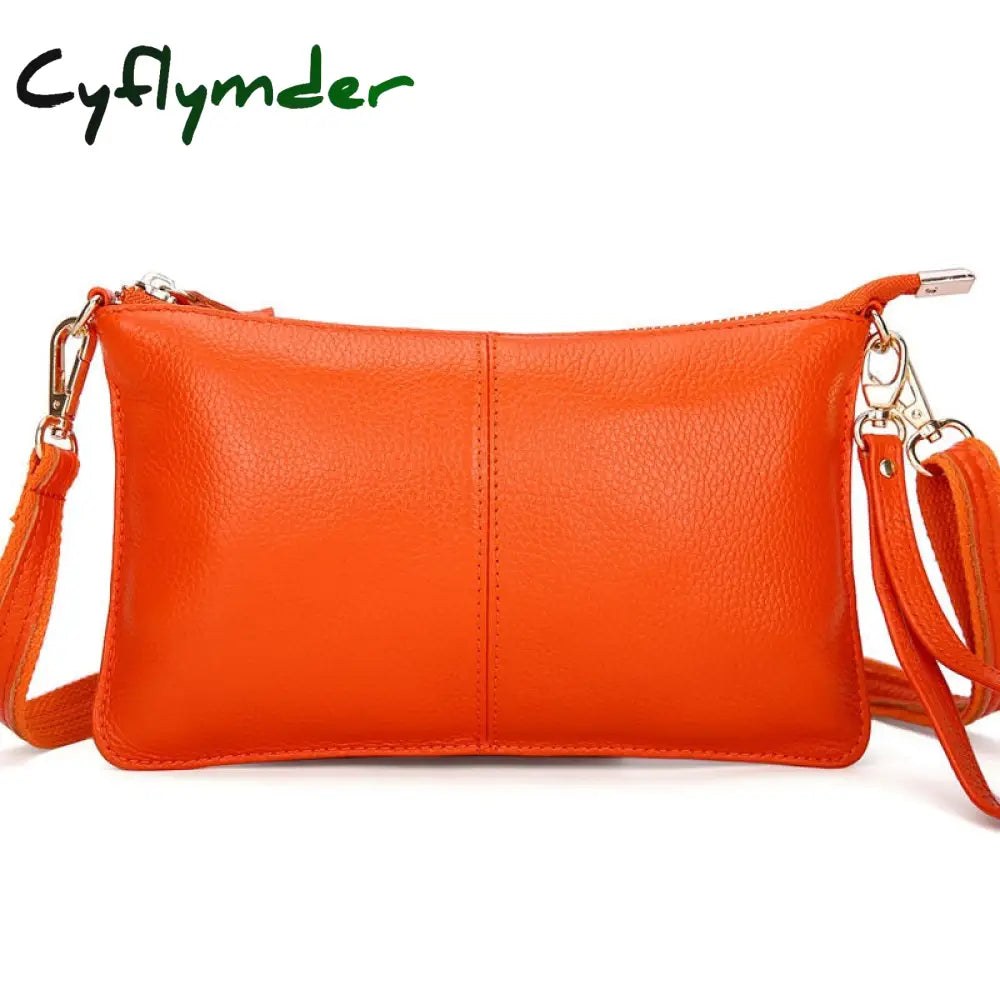 Cyflymder Women Genuine Leather Day Clutches Candy Color Shoulder Bags Women’s Fashion Crossbody