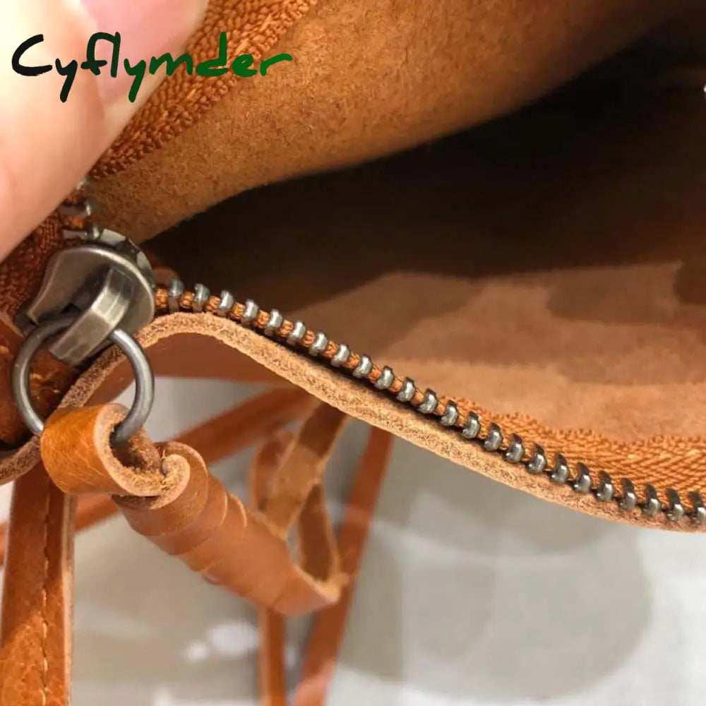 Cyflymder Women Genuine Leather Shoulder Bag Flap Female Long Wallets Clutch Lady Purse Zipper