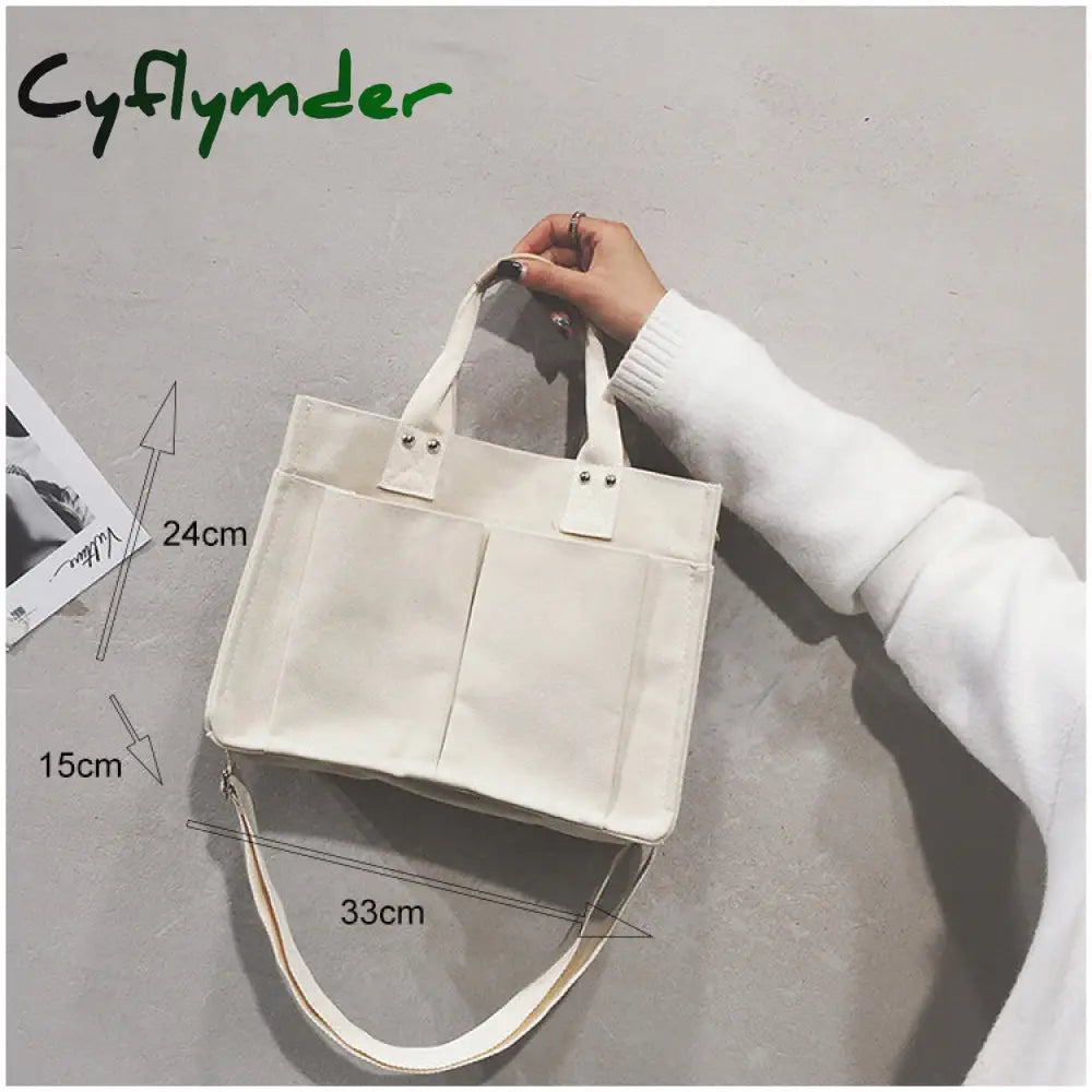 Cyflymder Women Handbag Korean School Simple Solid Color Casual Canvas Messenger Shoulder Bag Hot