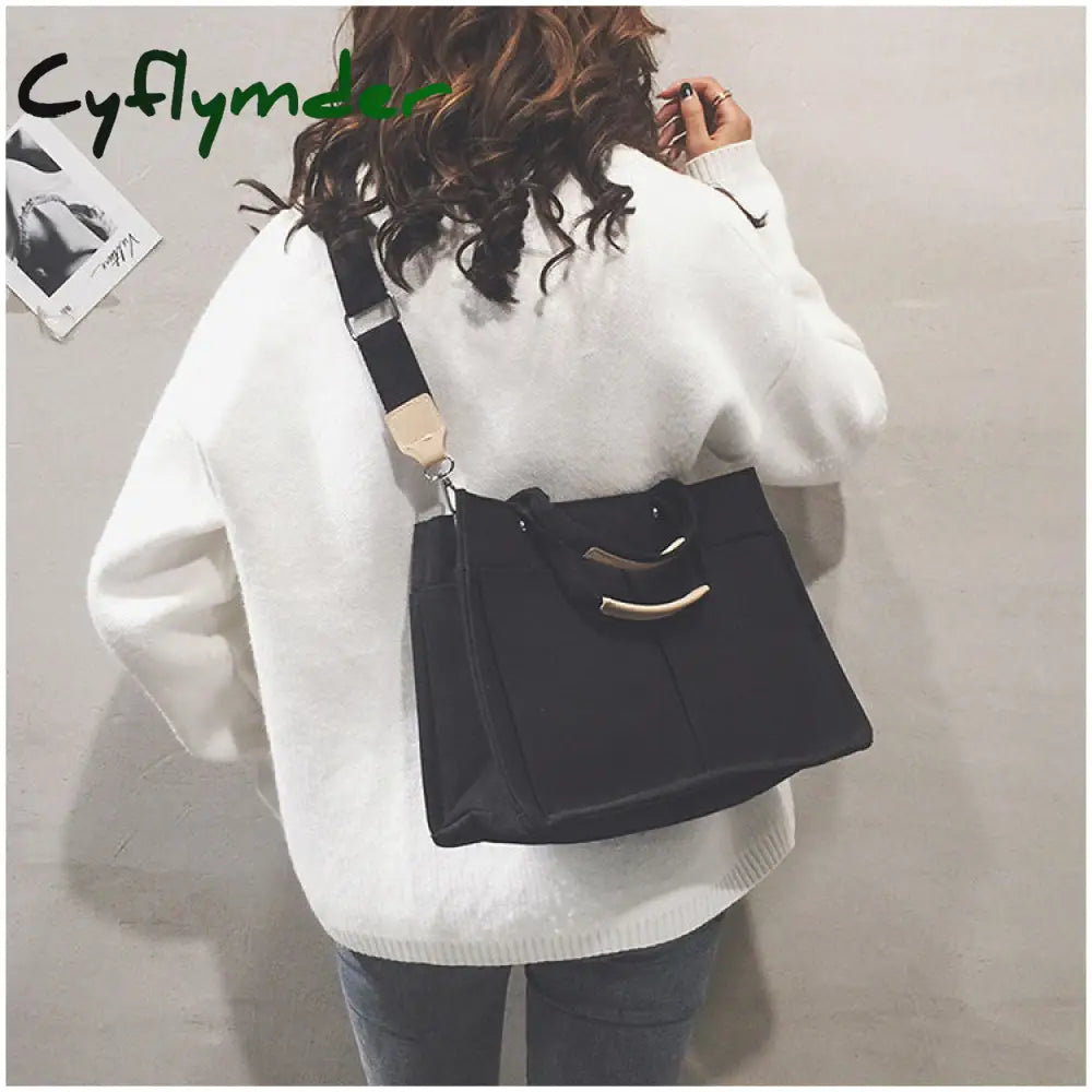 Cyflymder Women Handbag Korean School Simple Solid Color Casual Canvas Messenger Shoulder Bag Hot