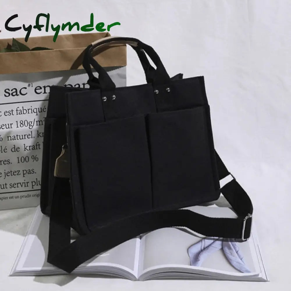 Cyflymder Women Handbag Korean School Simple Solid Color Casual Canvas Messenger Shoulder Bag Hot